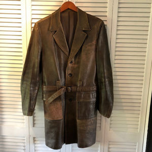 Vintage brown leather lined women's trench coat